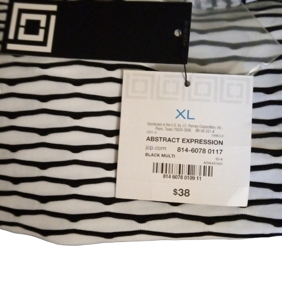 Liz Claiborne Abstract Expression Blk/White Button Accent Tile Stripe Design XL - Picture 6 of 8